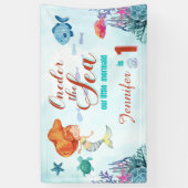 海のオレンジマーメイド1st誕生日の女の子 横断幕 (縦)