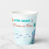 海のオレンジマーメイド1st誕生日の女の子 紙コップ (裏面)