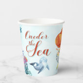 海のオレンジマーメイド1st誕生日の女の子 紙コップ (正面)