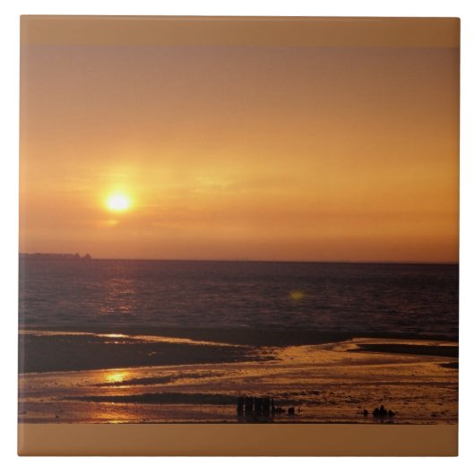 海のオレンジ日没のタイル タイル (正面)