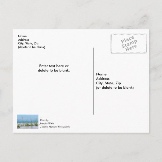 海のオートのライン白い砂に感謝はがき ポストカード (裏面)