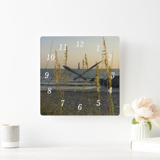 海のオート麦を通して スクエア壁時計 (ホーム)
