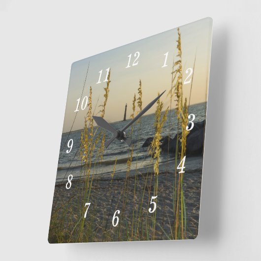 海のオート麦を通して スクエア壁時計 (傾斜)