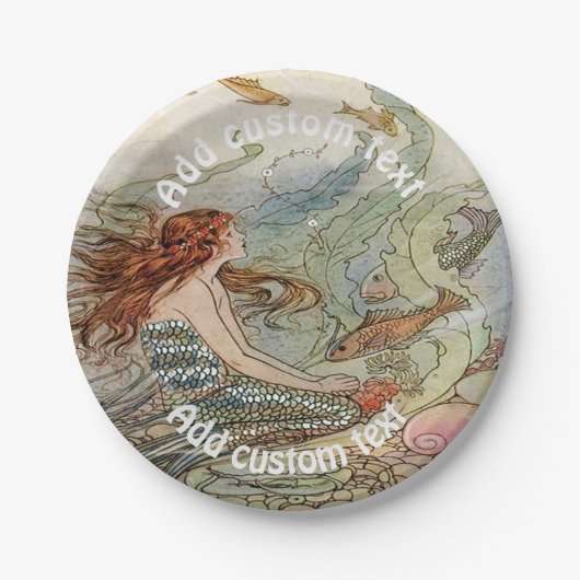 海のカスタムなパーティーの下のヴィンテージの人魚ドーバー ペーパープレート (正面)