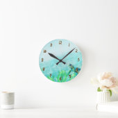 海のカスタムのウミガメの水泳 ラウンド壁時計 (ホーム)