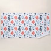 海のカスタム下の子供たち ビーチタオル (正面)