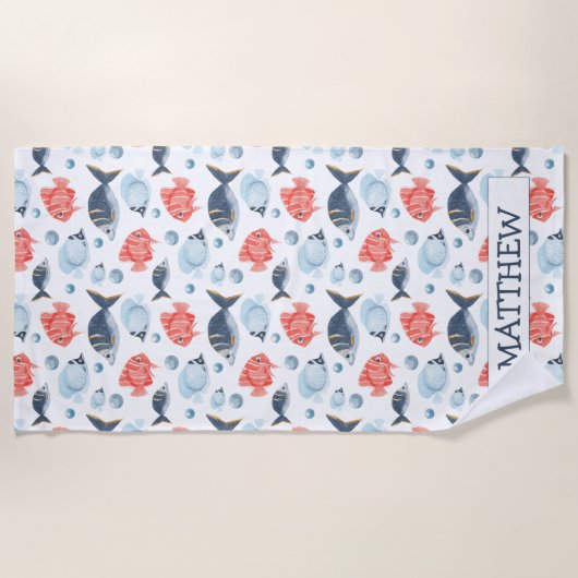 海のカスタム下の子供たち ビーチタオル (正面)