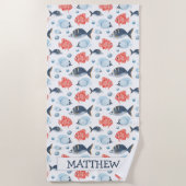 海のカスタム下の子供たち ビーチタオル (正面)