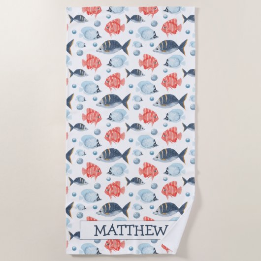 海のカスタム下の子供たち ビーチタオル (正面)