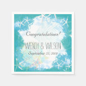 海のカスタム結婚式の下で スタンダードカクテルナプキン (正面)