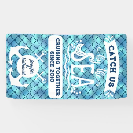 海のカップルのクルーズドアで我々をキャッチ 横断幕 (横)