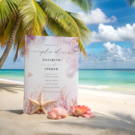 海のカップルの下の水色シャワー招待状 招待状