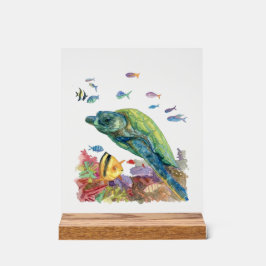 海のカメと魚たち アクリルサイン