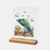 海のカメと魚たち アクリルサイン (傾斜)