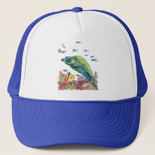 海のカメと魚たち  キャップ (正面)