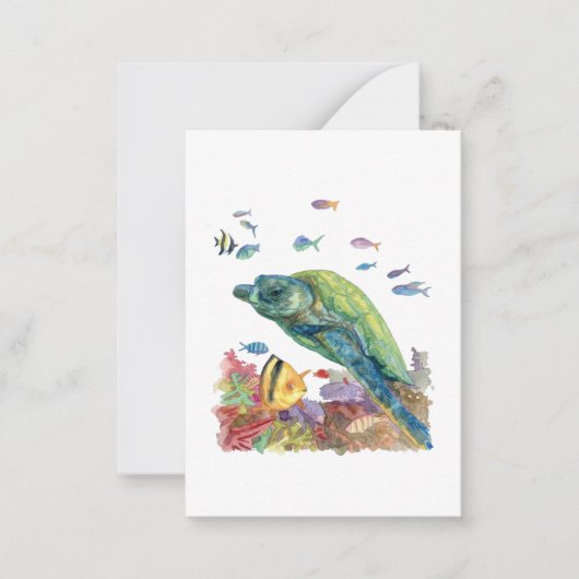 海のカメと魚たち  ノートカード (正面)
