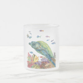 海のカメと魚たち  フロストグラスマグカップ
