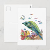 海のカメと魚たち ポストカード (正面/裏面)