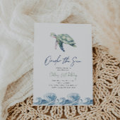 海のカメの誕生日招待状 招待状