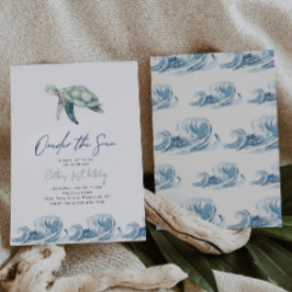 海のカメの誕生日招待状 招待状