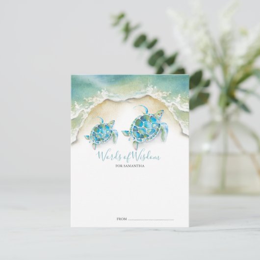 海のカメの赤ちゃんシャワー封筒カード (スタンド正面)