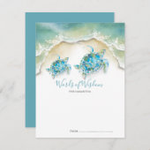 海のカメの赤ちゃんシャワー封筒カード (正面/裏面)