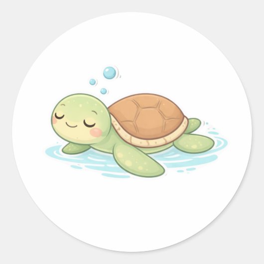海のカメの静かな世界 ラウンドシール (正面)