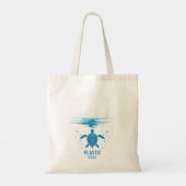 海のカメ保は私たちの海のプラスチック無料50海ビーチ トートバッグ (裏面)