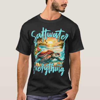 海のカメ 熱帯の癒し サルタウォーター・ヒールズ・エブリシング Tシャツ