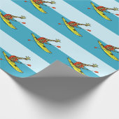 海のカヤックの中の漫画キリン ラッピングペーパー (角)