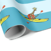 海のカヤックの中の漫画キリン ラッピングペーパー (ロールコーナー)