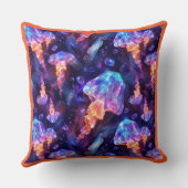 海のカラフルクラゲの下で | クッション (裏面)