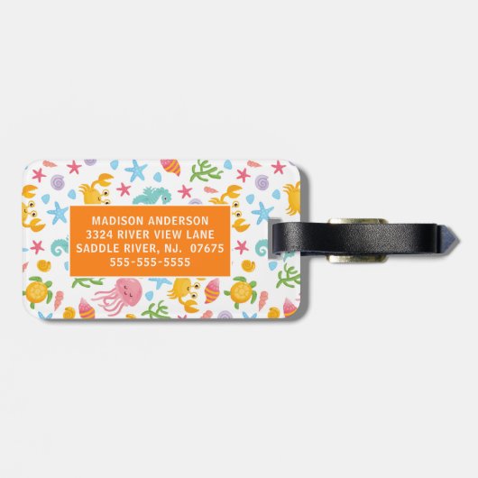 海のカラフル子供の下で荷物タグ ラゲッジタグ (裏面横)