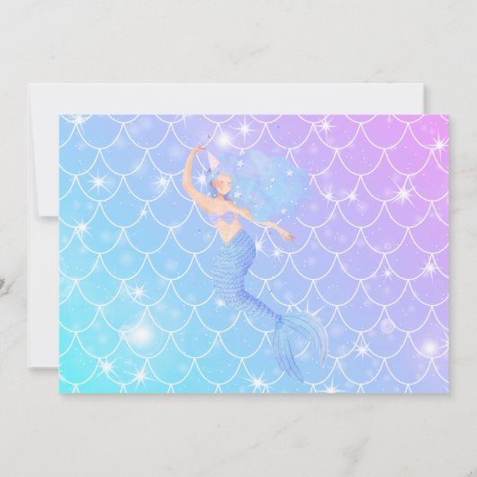 海のカラフル誕生日パーティーの下の人魚 招待状 (裏面)