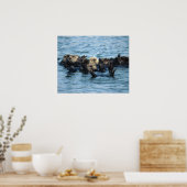 海のカワウソ群 ポスター (キッチン)