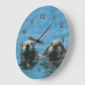 海のカワウソ ラージ壁時計 (傾斜)