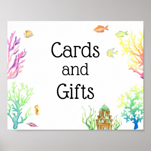 海のカードとギフトのサインの下で ポスター (正面)