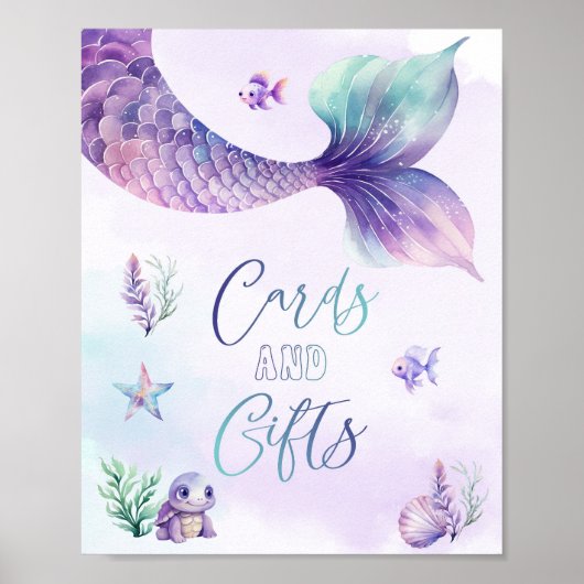 海のカードとギフトの下の人魚 ポスター (正面)