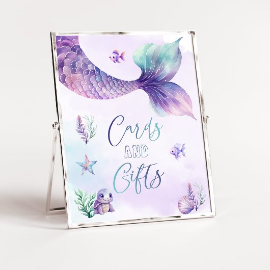 海のカードとギフトの下の人魚 ポスター