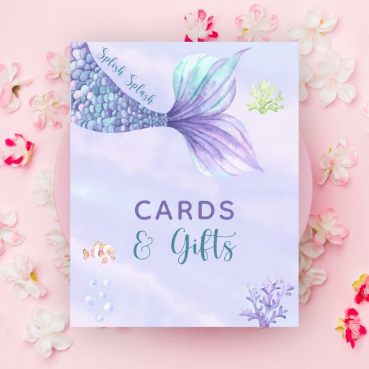 海のカードとギフトの下の人魚 ポスター