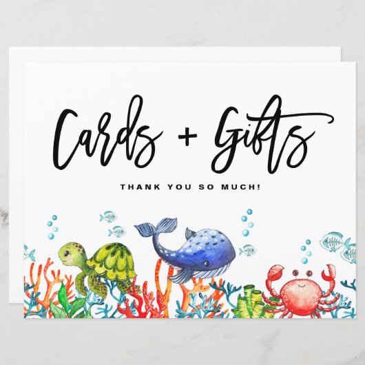 海のカードとギフトの看板の下の水色 (正面/裏面)