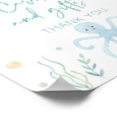 海のカードとギフトサインの下の青いパステル ポスター (角)