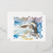 海のカードの真ん中に馬ありがとう 箔シーズンポストカード (正面/裏面)