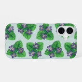 海のガラスの青にスミレ iPhone 16ケース (裏面横)