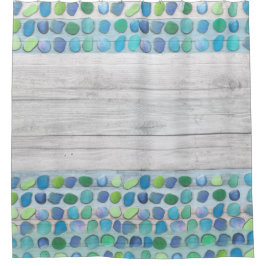 海のガラスビーチの流木 シャワーカーテン