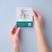 海のガラス写真の結婚式QRコード日付を招救入 チラシ (手)