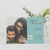 海のガラス写真の結婚式QRコード日付を招救入 招待状 (スタンド正面)