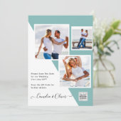 海のガラス写真の結婚式QRコード日付を招救入 招待状 (スタンド正面)