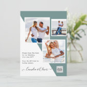 海のガラス写真の結婚式QRコード日付を招救入 招待状 (スタンド正面)