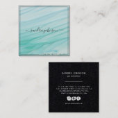 海のガラス潮|オーシャンブルーの水彩画ビジネス スクエア名刺 (正面/裏面)